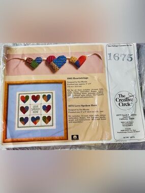 Creative Circle Cross Stitch Kit Love Spoken Here 1675 Patchwork Hearts Wall Art